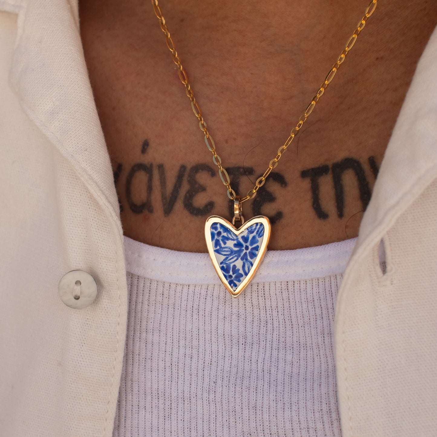 Talavera Heart necklace - blue