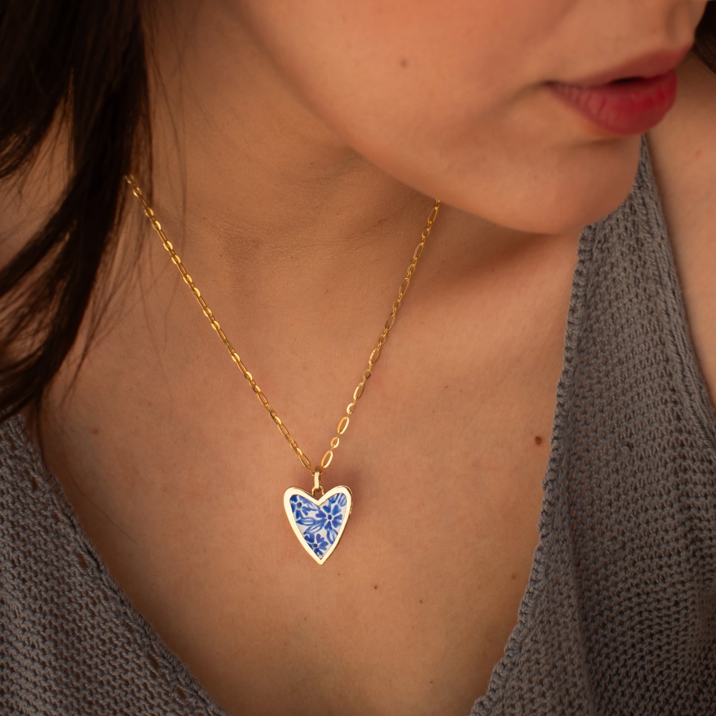 Talavera Heart necklace - blue